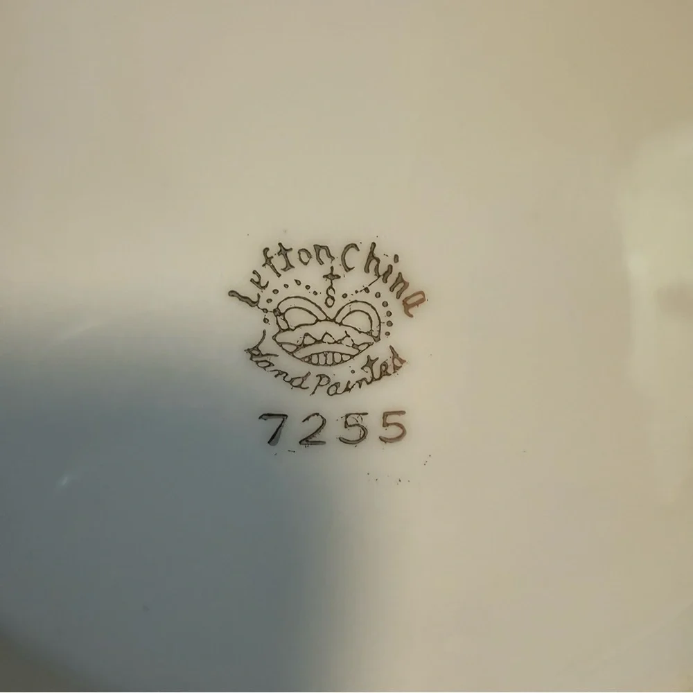 Vintage Lefton Bone China Plate Number 7255  Hand Painted‎ Floral, Gold Trim